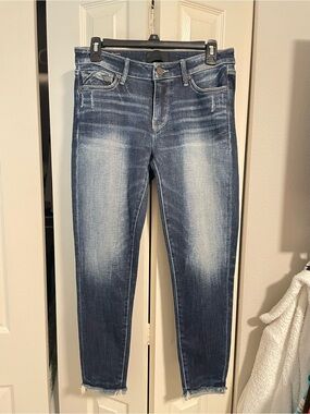 Buckle Dark Blue Distressed Ankle Jeans